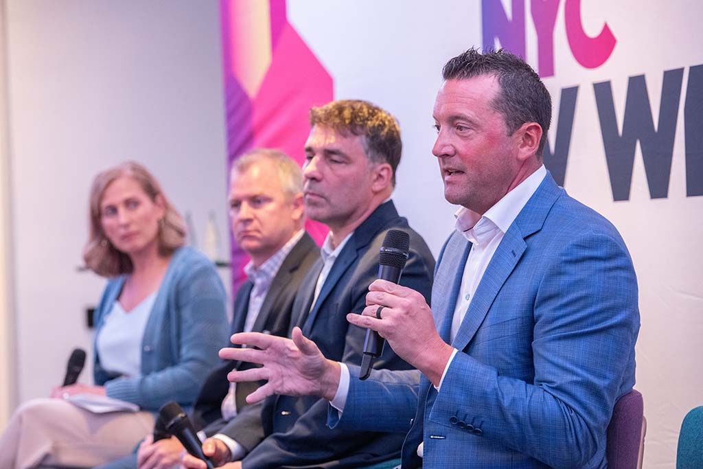 On the Addressable Advertising Panel (from l.): moderator Danielle Delauro of VAB, Matt Barnes of Disney, Matt Frattaroli of Alliant and Rob Christensen of Vevo.