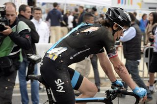 Geraint Thomas after a crash on stage seven of the 2014 Paris-Nice