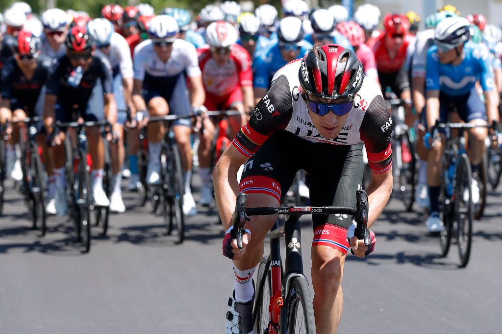 SAINTVALLIER FRANCE JUNE 03 Sven Erik Bystrom of Norway and UAE Team Emirates attacks during the 73rd Critrium du Dauphin 2021 Stage 5 a 1754km stage from SaintChamond to SaintVallier UCIworldtour Dauphin dauphine on June 03 2021 in SaintVallier France Photo by Bas CzerwinskiGetty Images
