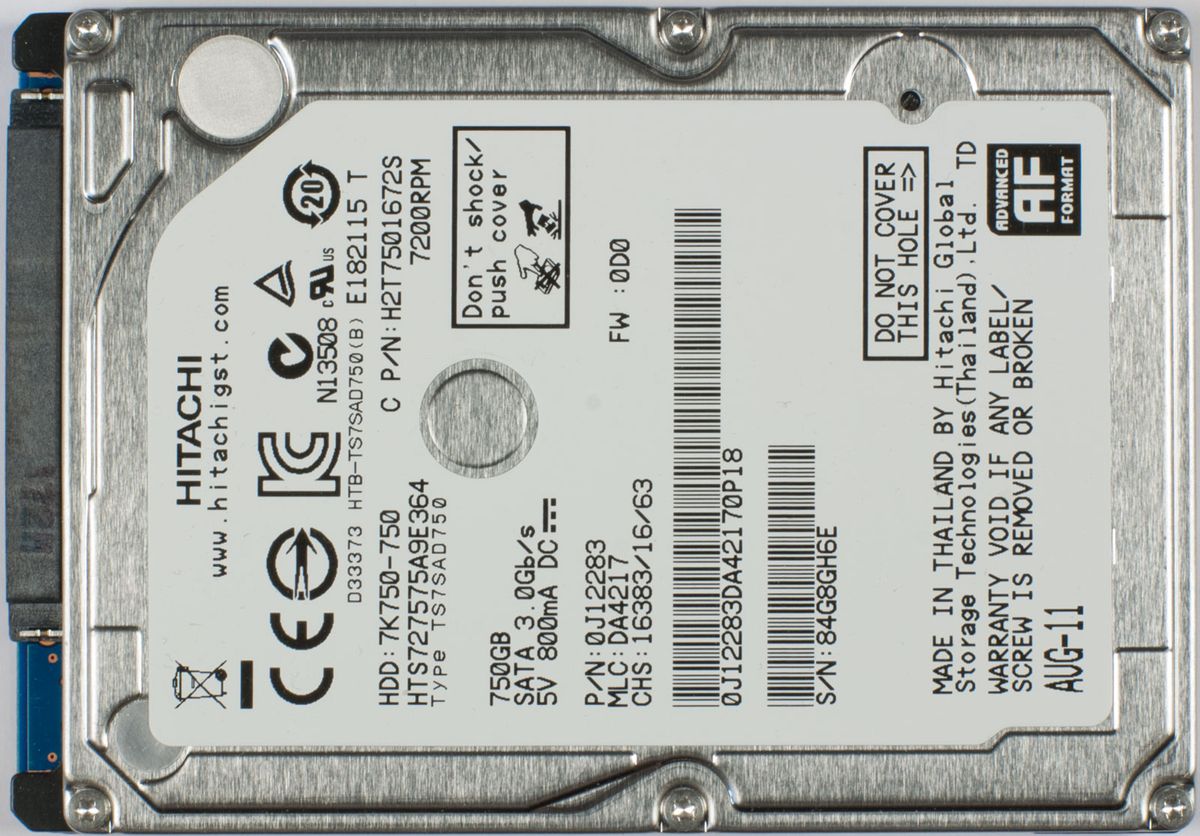 Hard Disk Interno Hitachi Travelstar 7K750 750GB 7200 RPM 16MB Cache HTS727550A9E364