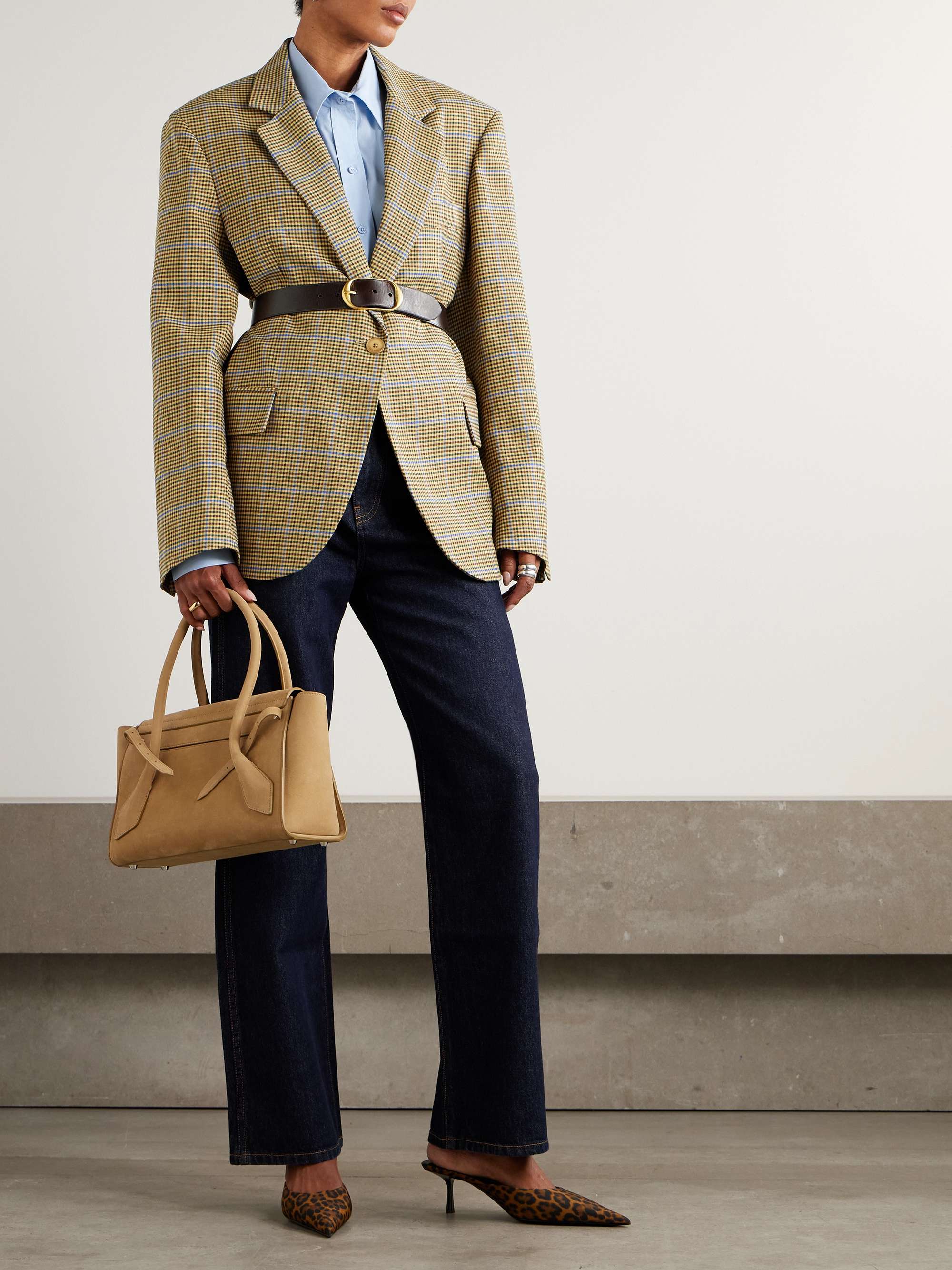 Lyra Oversized Houndstooth Woven Blazer