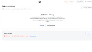 Square's page for setting up delivery and pickup options