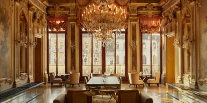 A sumptuous Venetian palace's historical frame is revived by dazzling, shiny contemporary decor.