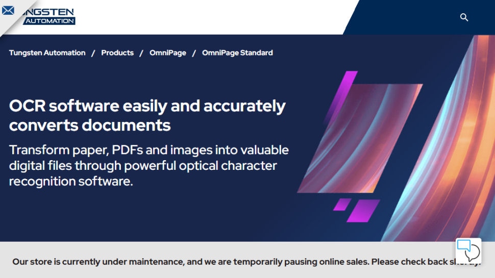 Tungsten Automation website screenshot (June 2025)