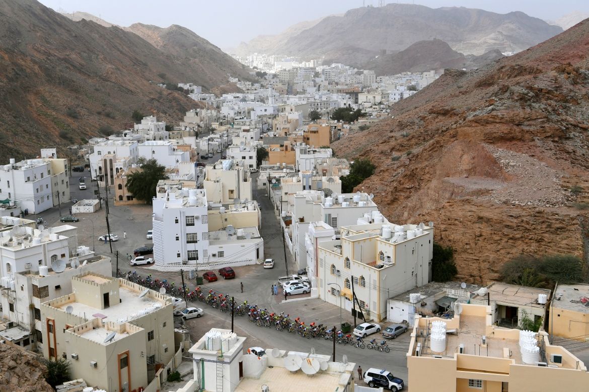 A view of the Tour of Oman peloton