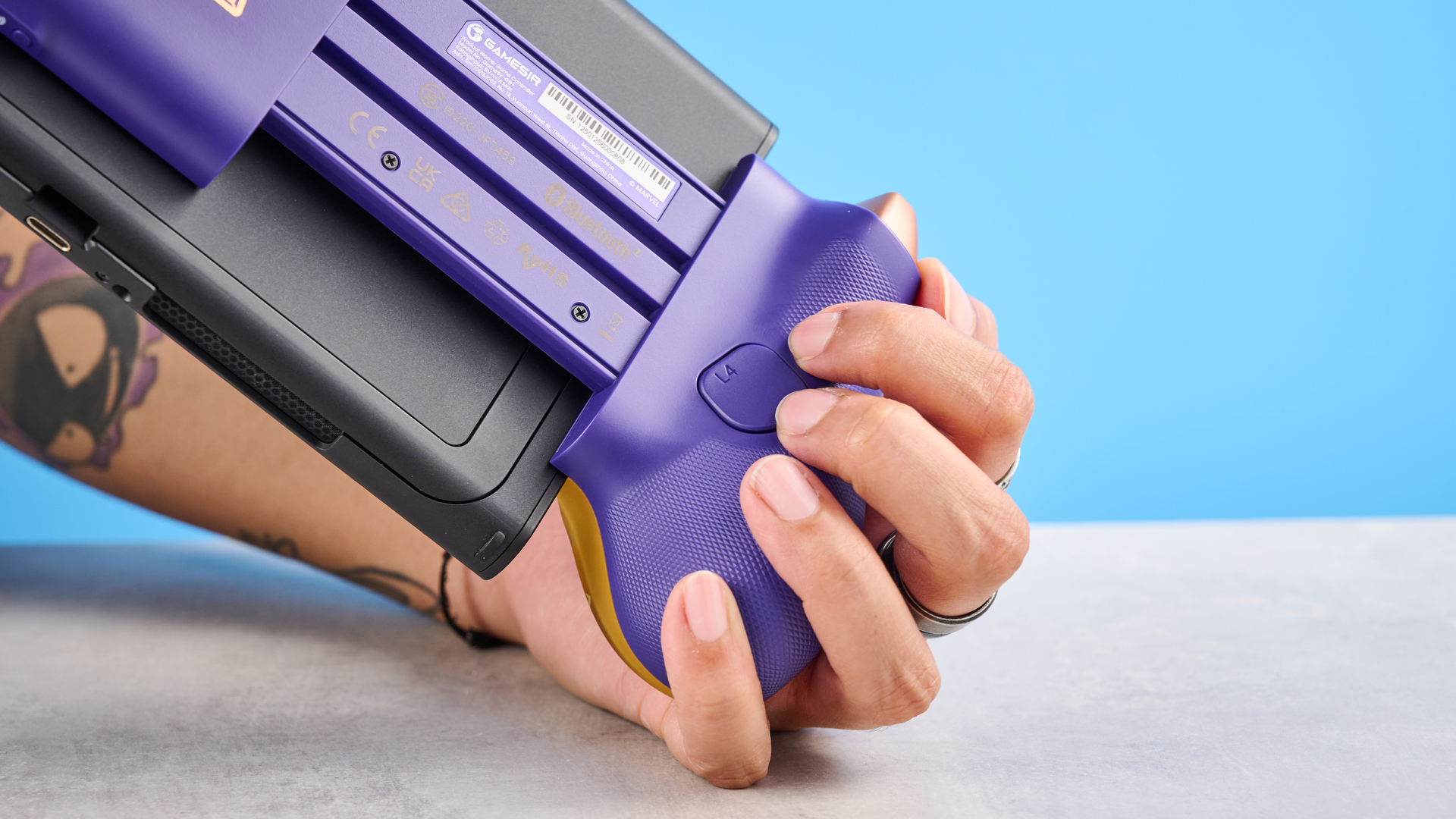 A golden GameSir G8 Plus phone gaming controller