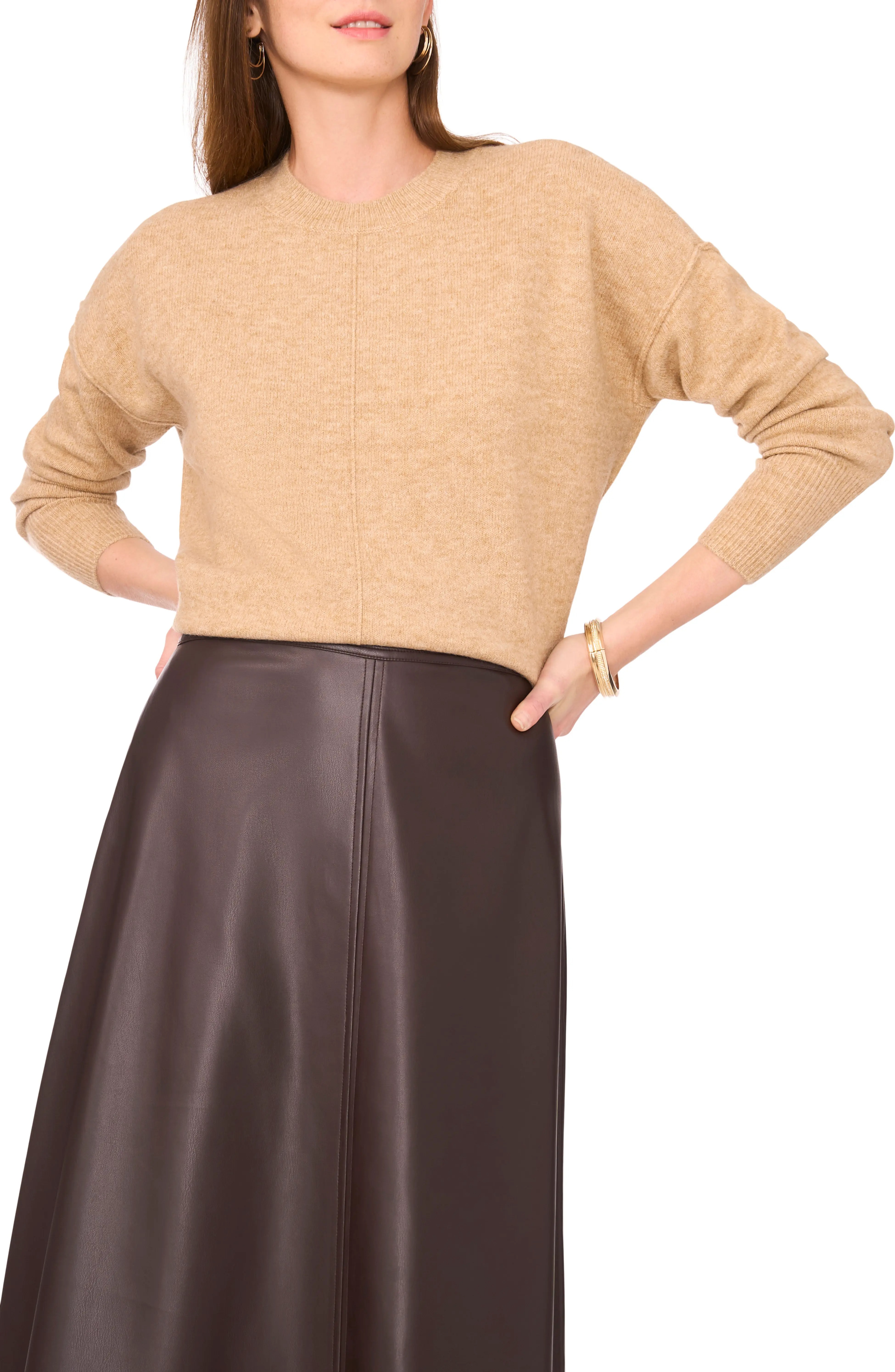 Vince Camuto, Exposed Seam Crewneck Sweater