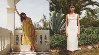 composite of two models wearing dresses from zara