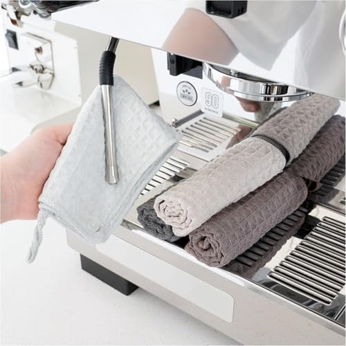 Watchget Barista Microfiber Cloths - 4 Pack (12"x12") Professional Cleaning Towels for Espresso Machines, Steam Wands &amp; Countertops Essential Coffee Bar Accessories