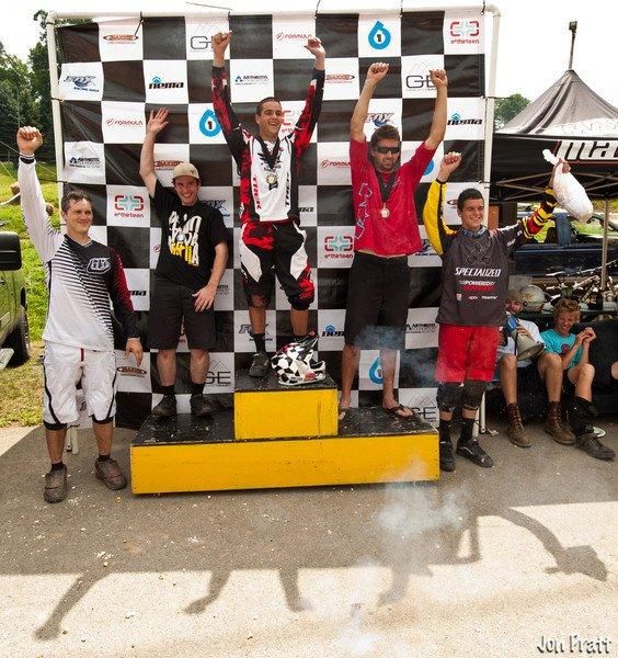 Elite men's podium in Seven Springs
