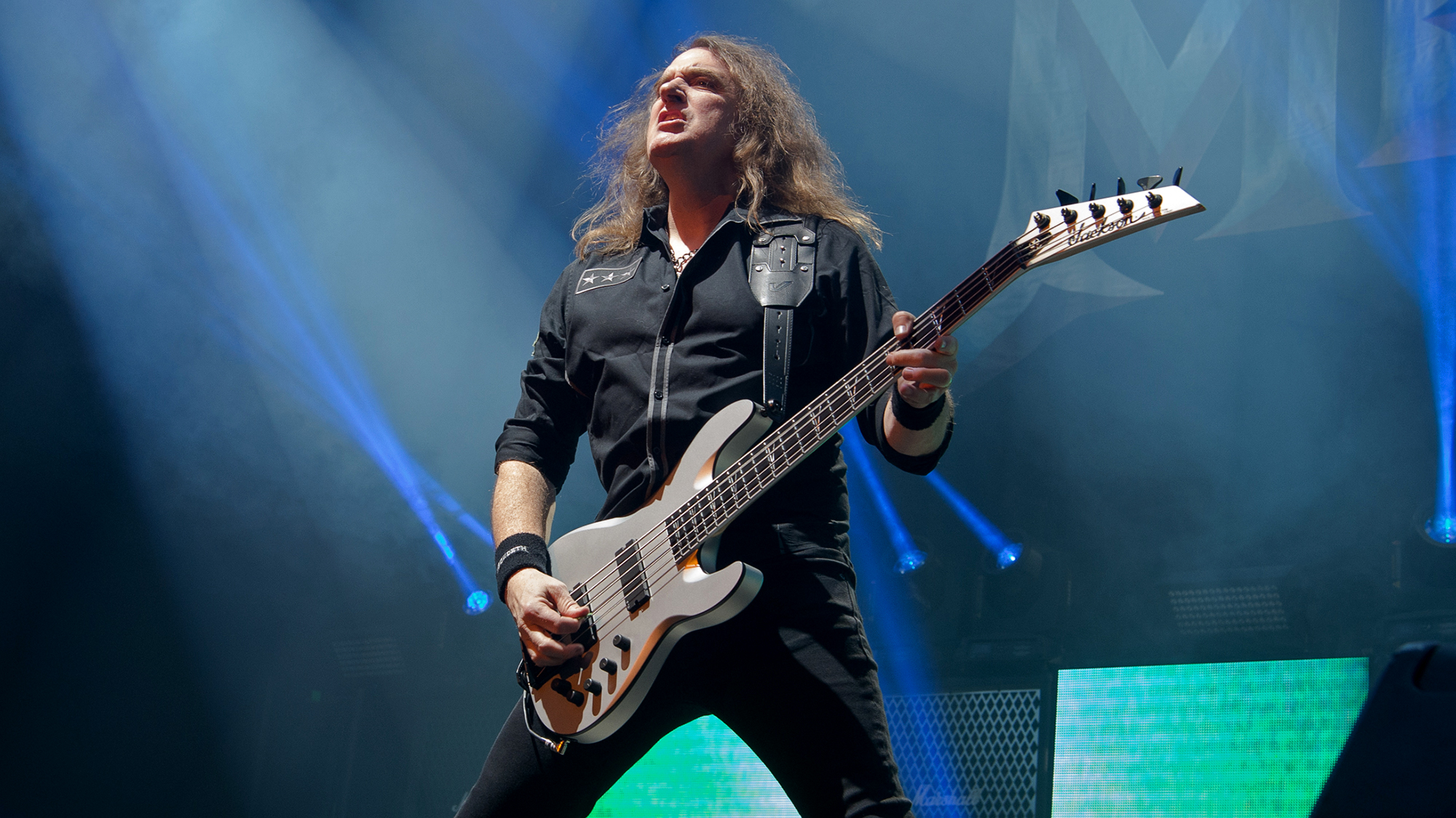 David Ellefson from Megadeth performs at Zenith de Paris on January 28, 2020 in Paris, France.