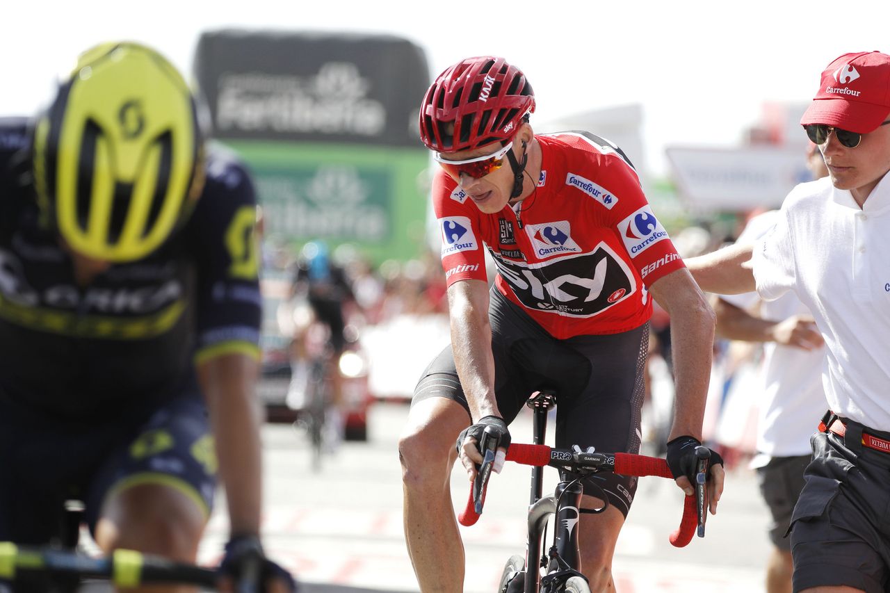 Chris Froome finishes the Vuelta a Espa&ntilde;a's 15th stage.