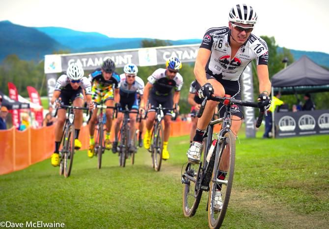 Raphael Gagne (Rocky Mountain Factory Team) attacking the lead group