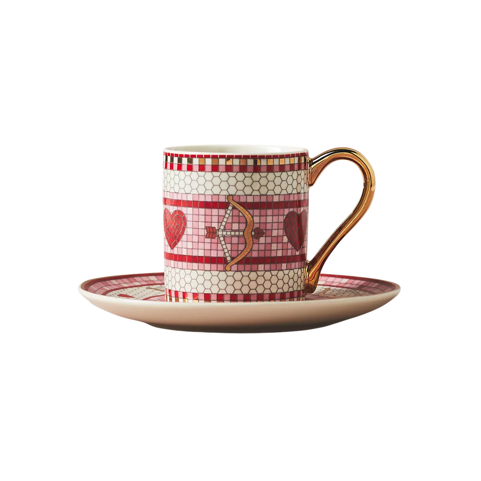 a valentine's day themed cup and saucer