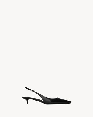 Women's Cherish Slingback Pumps in Glazed Leather and Rhinestones in Black