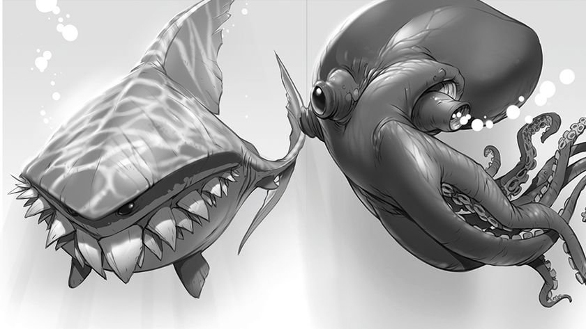 A character art sketch in black and white