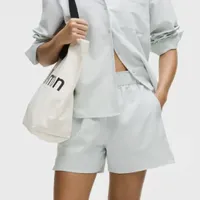 Lululemon LuluLinen Shirred-Wasit High-Rise Short 4" Ocean Air