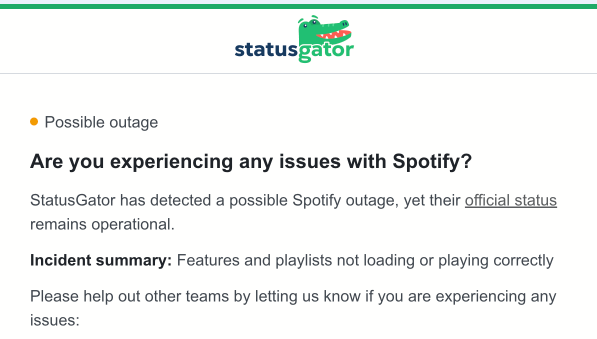 Status Gator outage