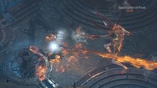 Diablo 4 Sorcerer casting Pyromancy attack.