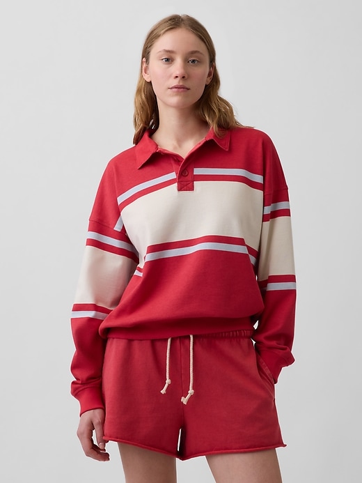 French Terry Oversized Polo Sweatshirt