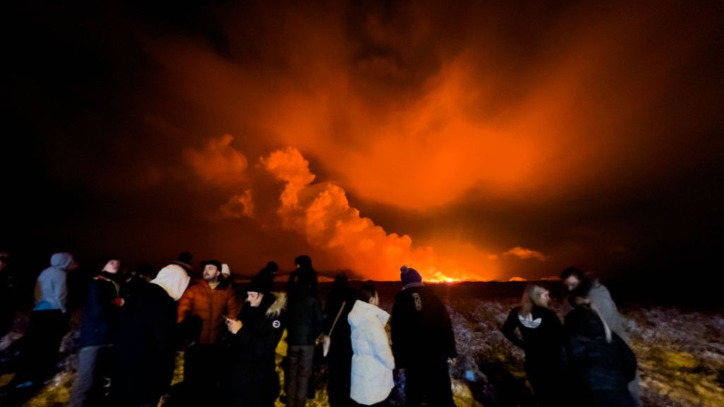 Volcano erupts north of Grindavik, Iceland