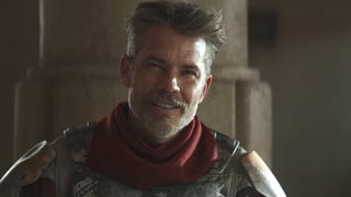 Timothy Olyphant smiling on The Mandalorian. 
