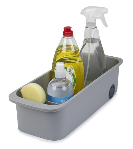 Joseph Joseph Cupboardstore Easy-Access Wheeled Storage Caddy, Under Sink Kitchen Cabinet Organizer- Grey