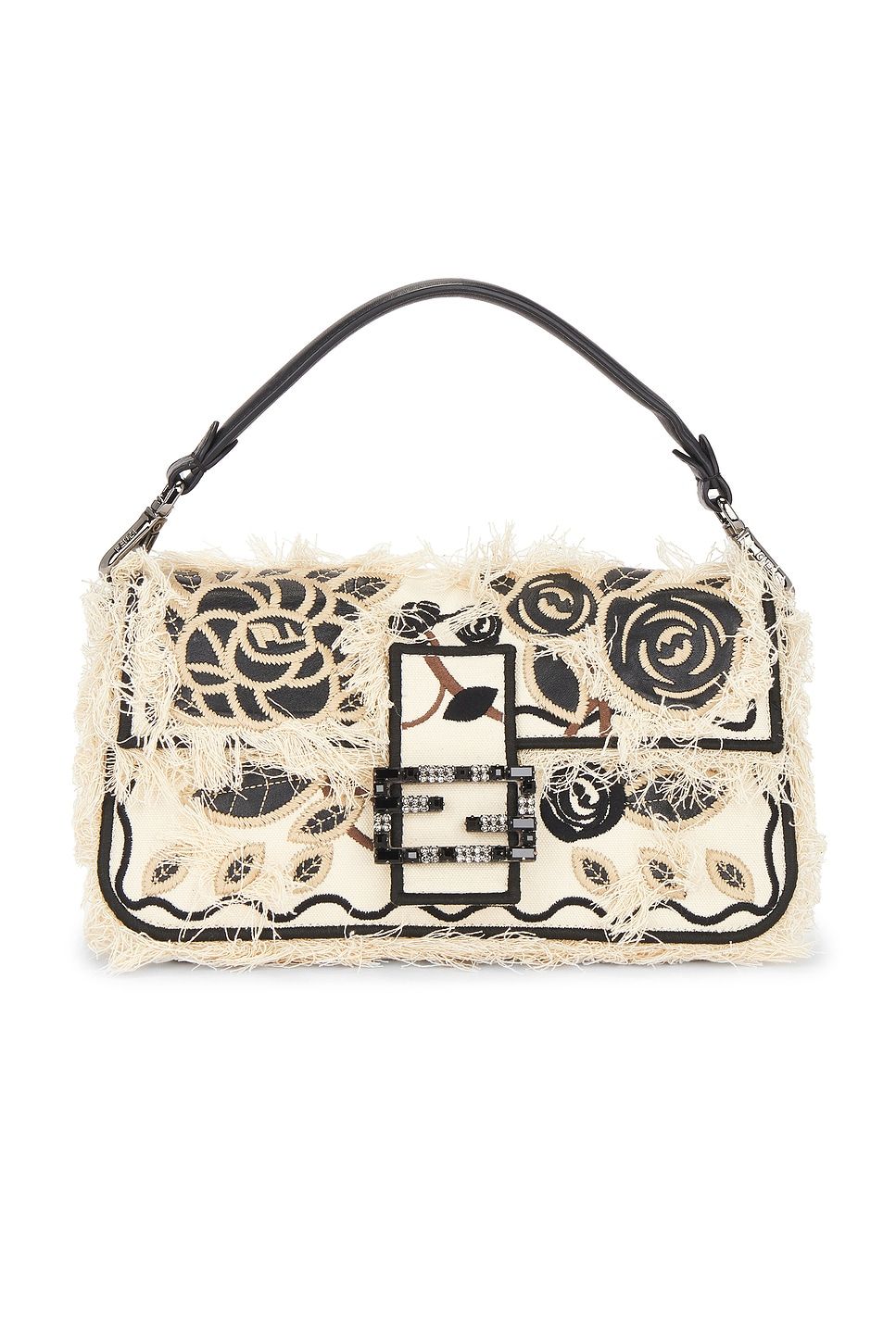 Fendi Floral Embroidered Baguette Bag