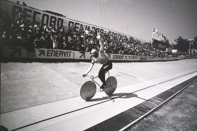 Moser on the track during the January 19 record attempt