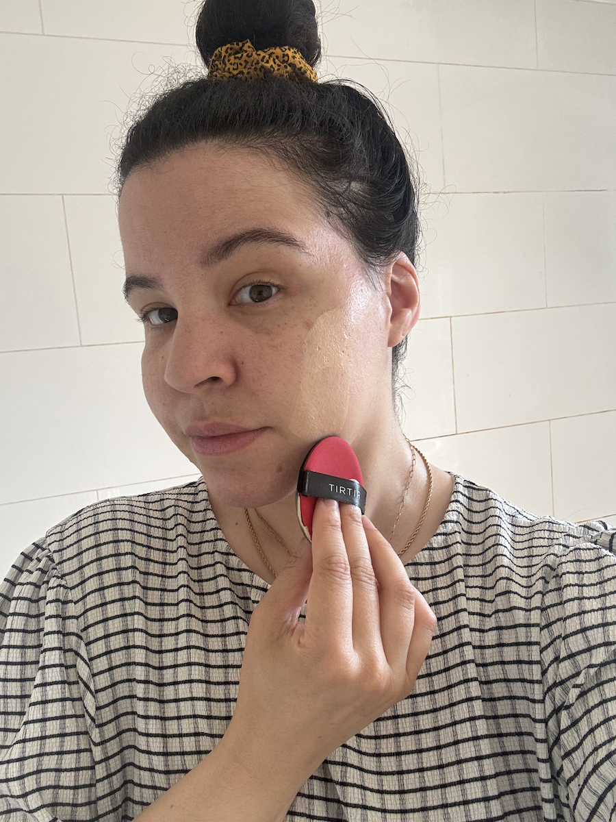 Mica Ricketts testing TirTir Mask Fit Red Cushion Foundation