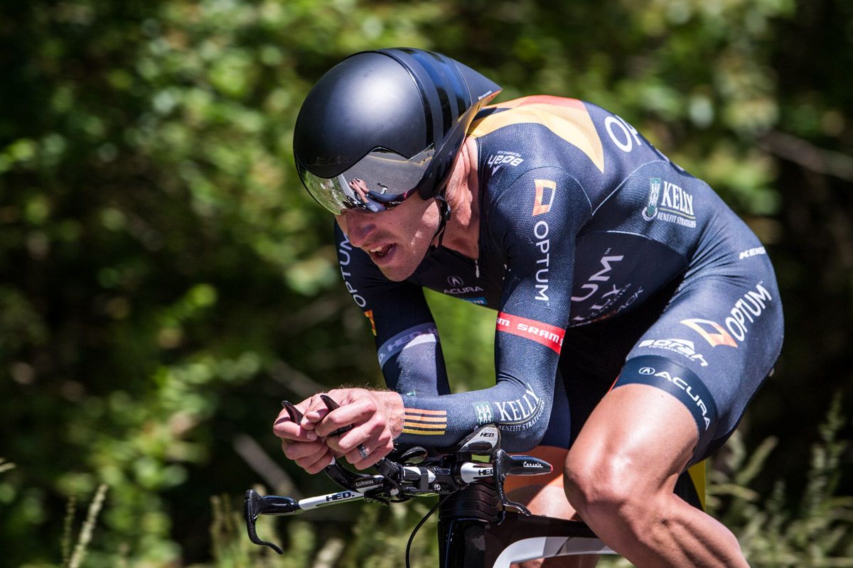 Tom Zirbel (Optum) makes another pass on the course