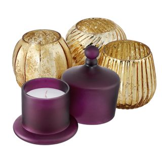 tealight holder in golden and purple