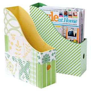 magazine rack with stripe design and patchwork