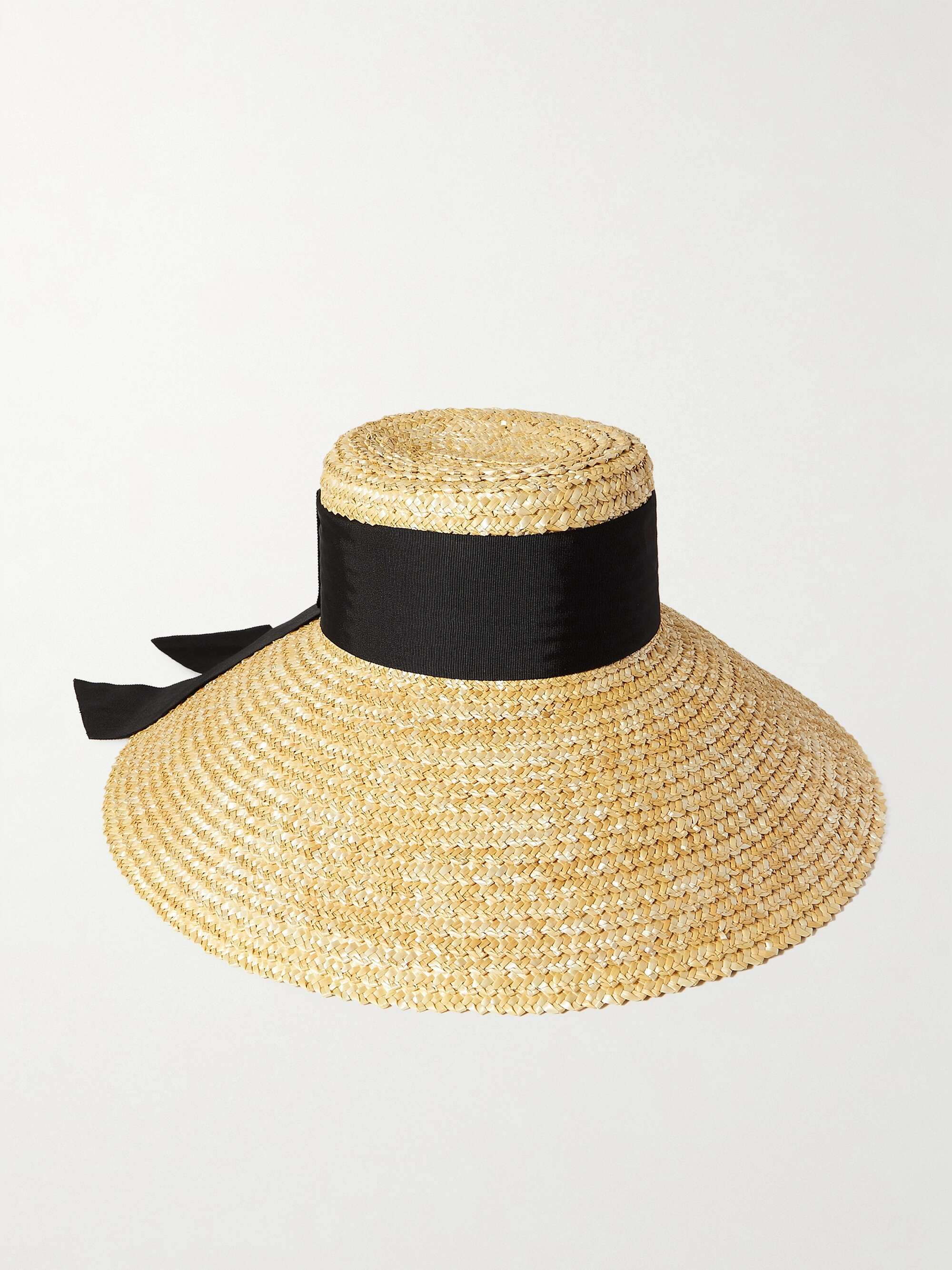 Mirabel Grosgrain-Trimmed Straw Sunhat