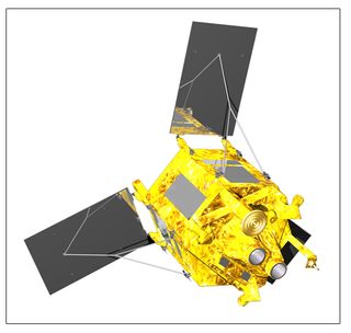 An artist's illustration of the Spot 6 communications satellite launched by India's Polar Satellite Launch Vehicle on Sept. 9, 2012.