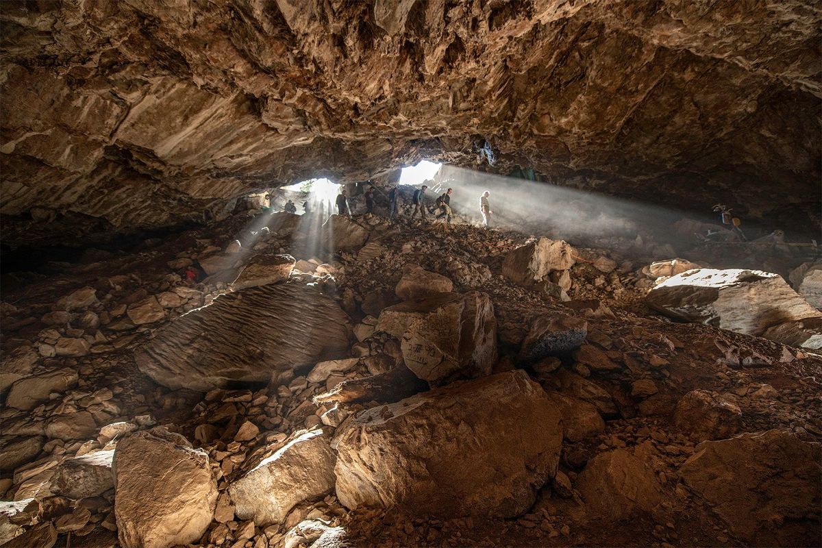 Archaeologists explore the vast Chiquihuite Cave in the Chiapas Highlands of northwest Mexico.