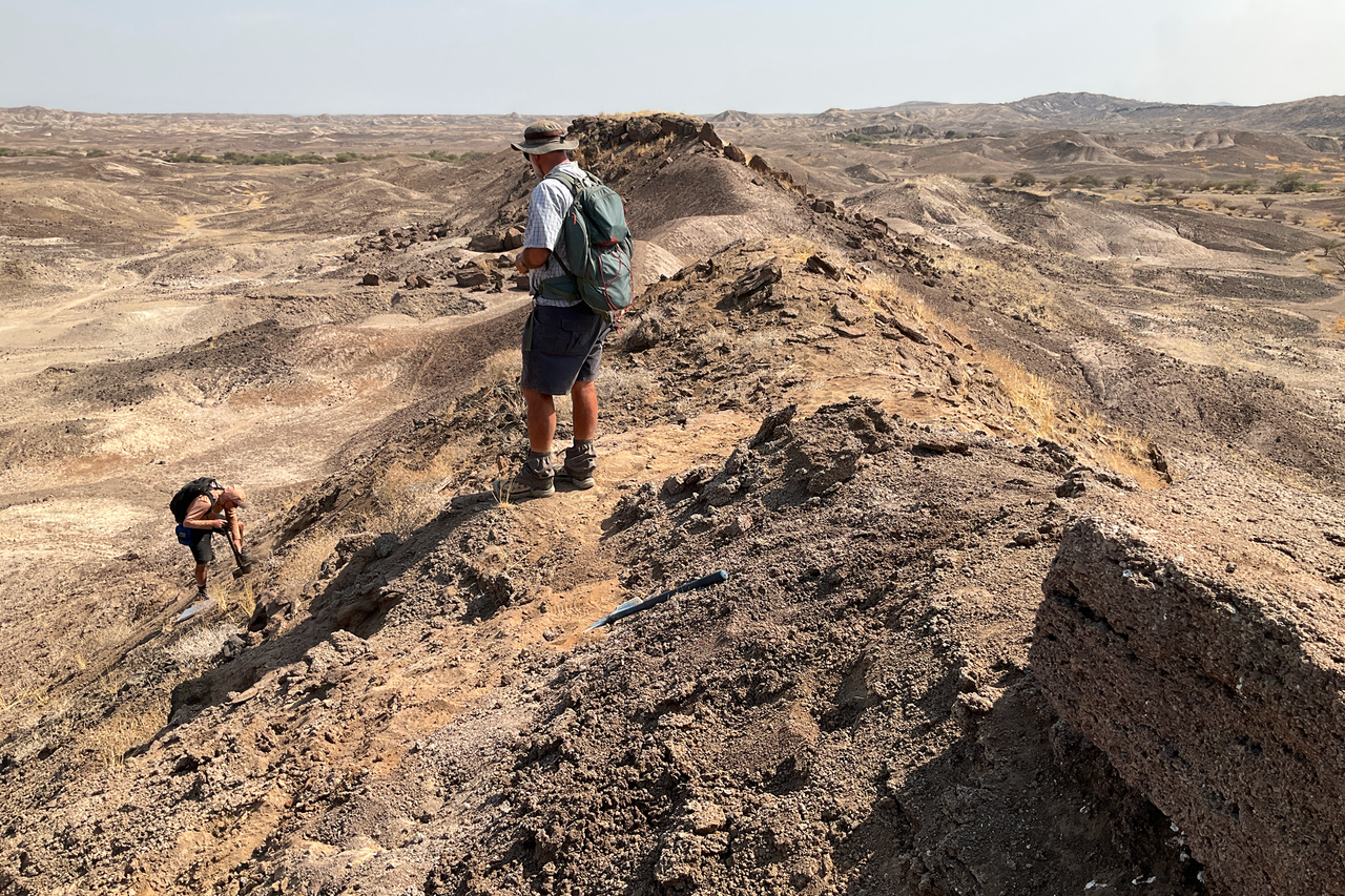 Study authors J. Ram&oacute;n Arrowsmith and Christopher J. Campisano examine the geology of the area.