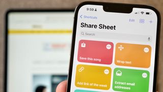 Hero photo of Share Sheet shortcuts on an iPhone with an iPad underneath open to iMore.