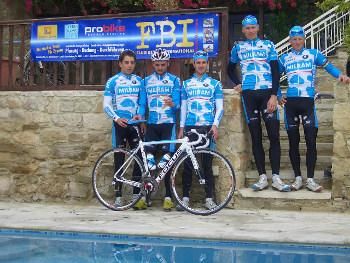 Team Milram's Matthias Russ, Paul Voss, Johannes Fr&ouml;hlinger, Christian Knees and Fabian Wegmann are training in Cyprus.