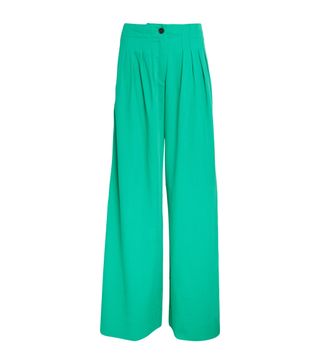 Pantalones anchos de mezcla de lana virgen verde Me+em para mujer | Harrods Reino Unido
