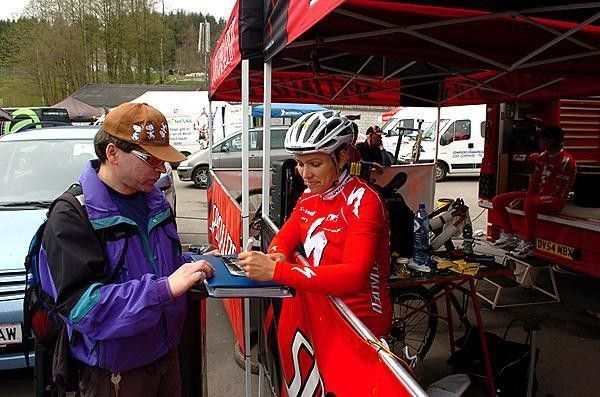 Sabine Spitz signs autographs