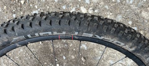 Schwalbe Rocket Ron tire fitted to a wheel