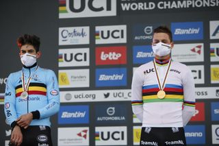 UCI Cyclocross World Championships 2021 Elite Men Oostende 31012021 Wout Van Aert BEL Team JumboVisma Mathieu van der Poel NED Alpecin Fenix photo Nico VeerekenPNBettiniPhoto2021