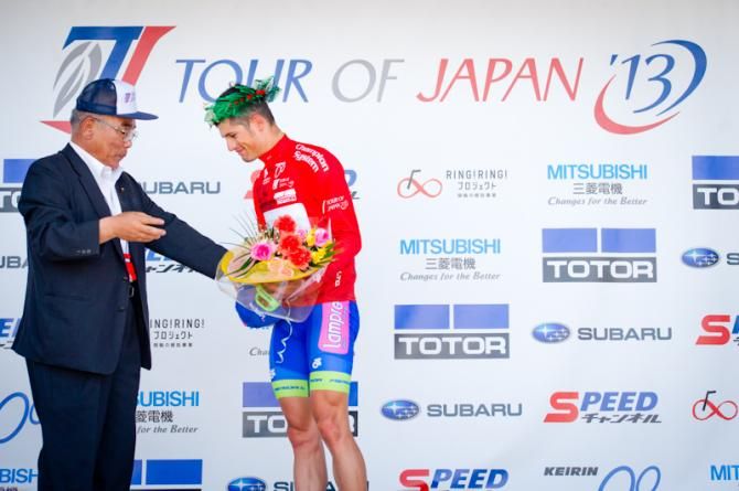 Davide Vigano (Lampre - Merida) pulled on the KoM leader's jersey after his efforts on Stage 3