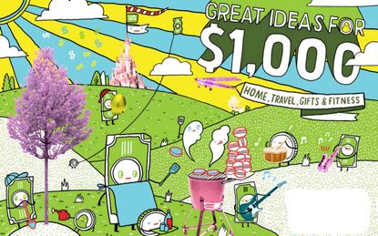 Illustration of Great Ideas for $1,000: Home, Travel, Gifts & Fitness