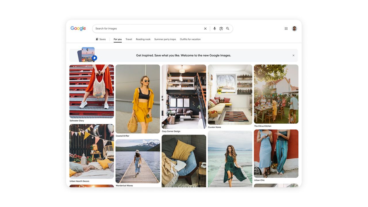 Google Images receives a new immersive gallery redesign that updates in real-time based on the user's interests with a Collections menu to save content.