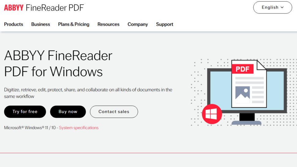 Website screenshot of ABBYY FineReader PDF (February, 2026)