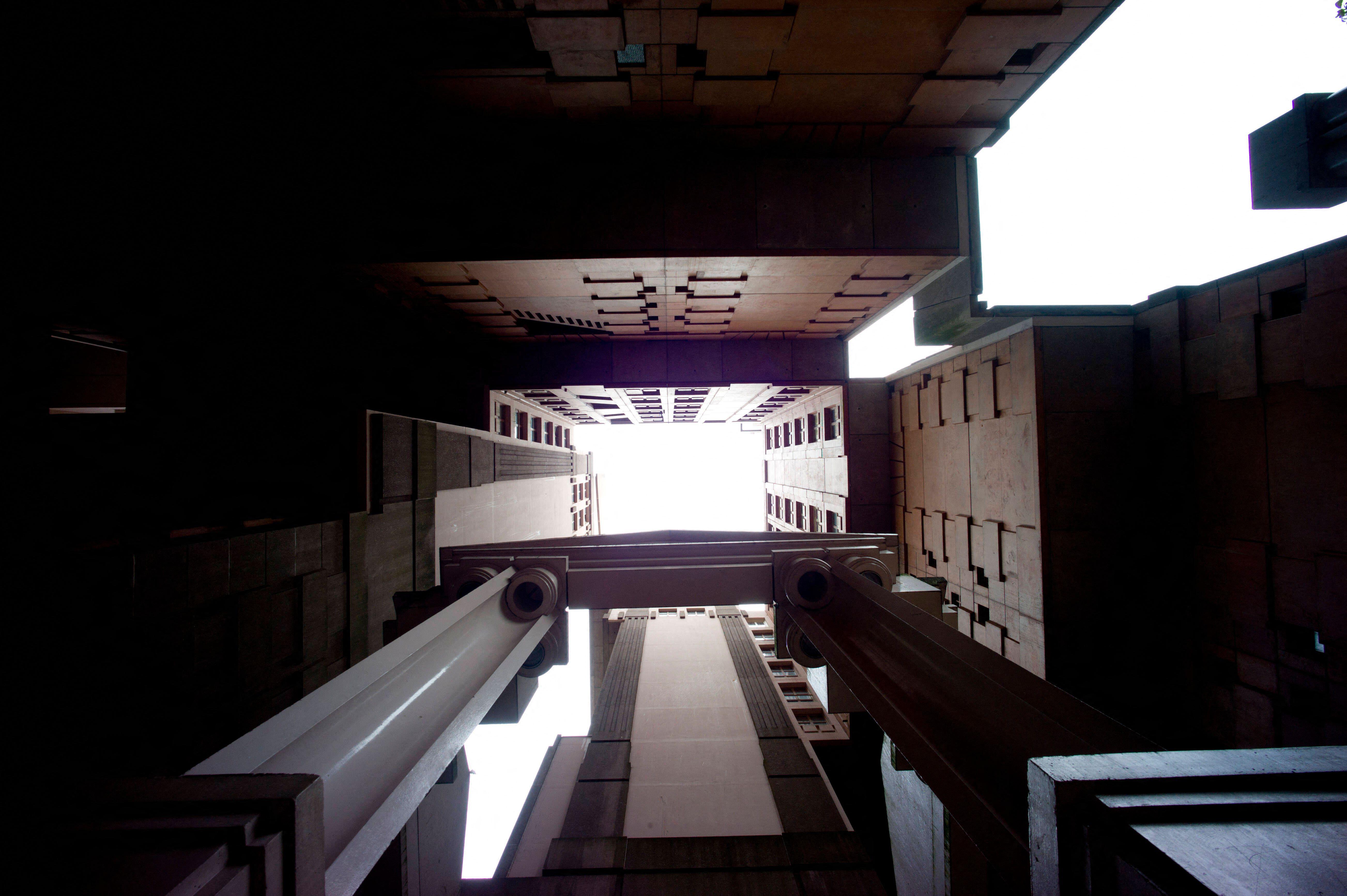 View looking up through the development, with a variety of Classical forms