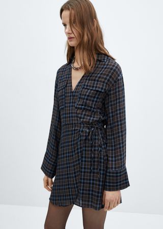 Check Wrap Dress