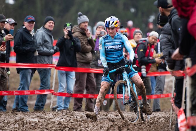 Ellen Noble finds the slippery conditions difficult